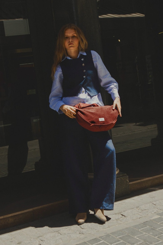 sac bandoulière femme rouge foncé velours