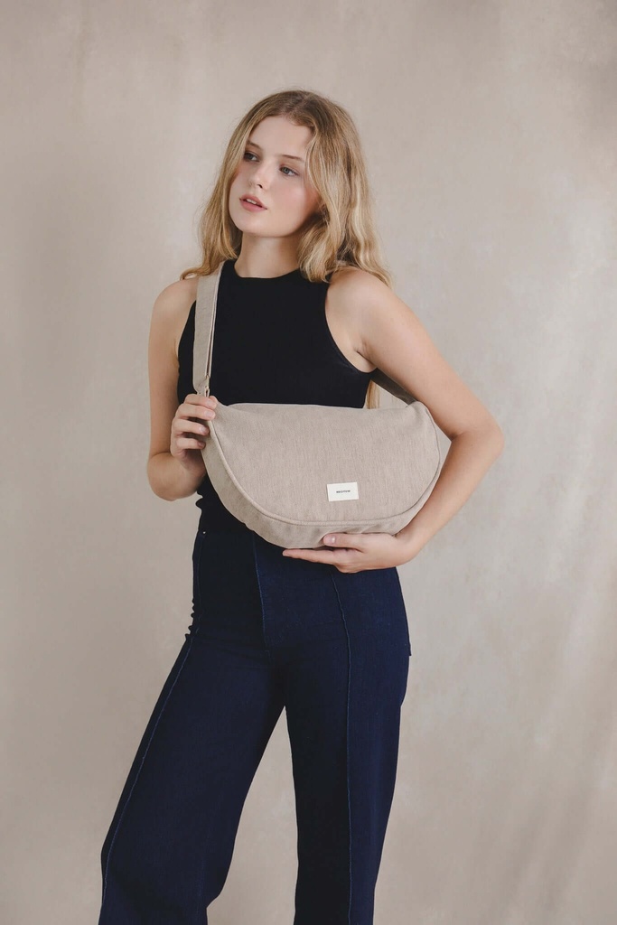 Plain maxi half-moon bag Arthur